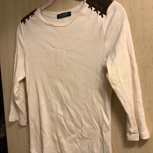 Ralph Lauren Brown Stitch Suede Top